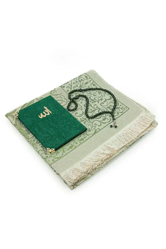 Gift Prayer Rug Set for Dowry in Special Box Green-Green - 3
