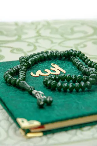 Gift Prayer Rug Set for Dowry in Special Box Green-Green - 5