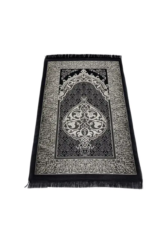Gift Prayer Rug Shawl Rosary Set-BLACK - 3