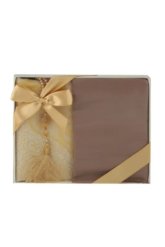 Gift Prayer Rug Shawl Rosary Set-GOLD - ENSARHAC-UMRE MALZEMELERİ