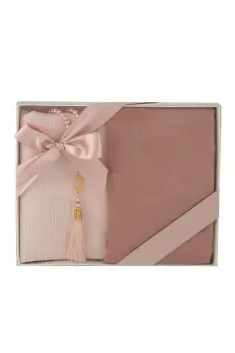 Gift Prayer Rug Shawl Rosary Set-PINK - 1