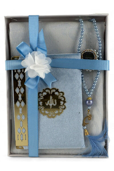 Gift Set, Umrah Hajj Gift Set, Wedding Gift ( Sajadah, Yasin, Tasbih, Dzikirmatic ) 4 Pieces - ÖZ KADIFE