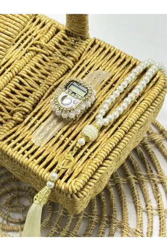 Gift set with stone prayer beads and rosary, boxed. - 4