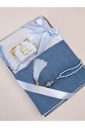 Gift Trousseau Taffeta Prayer Rug Pearl Rosary Mini - HIRA TASARIM (1)