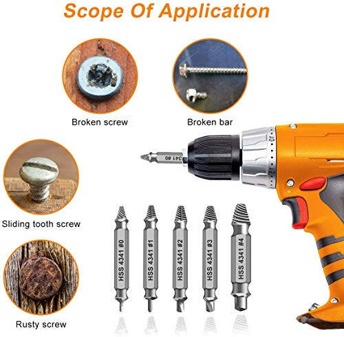 Gifts for Men, Damaged Screw Extractor Set - Christmas Stocking Stuffers for Adults Men Him, Mens Gifts, Husband, Stripped Screws Nuts & Bolts Drill Bit Tools for Easy Removal of Rusty Broken Hardware Gifts - 5