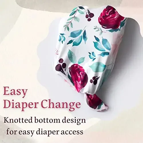 Giggle Angel Newborn Baby Sleeper Gown - Knotted Nightgown Coming Home Outfits for Baby Girl - 2-Piece Set With Hat - 3