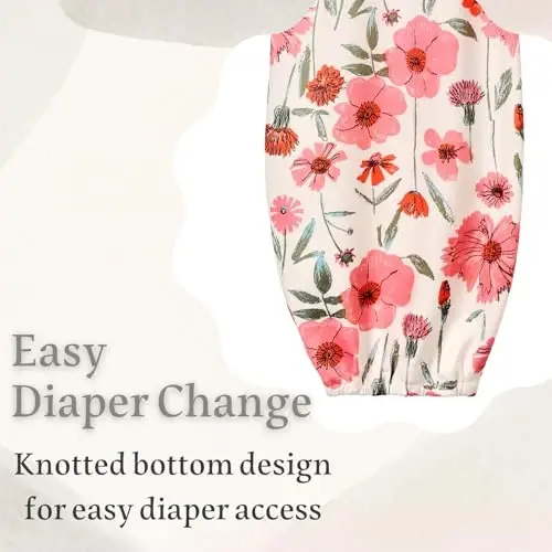 Giggle Angel Newborn Baby Sleeper Gown with Beanie 0-3 Months | 2 Pieces Set Floral Nightgowns for Baby Girls Coming Home Outfits Machine Washable - 4