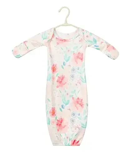 Giggle Angel Newborn Baby Sleeper Gown with Hat Knotted Gown Nightgown Coming Home Outfits for Baby Girl 2 Pieces Set - 6