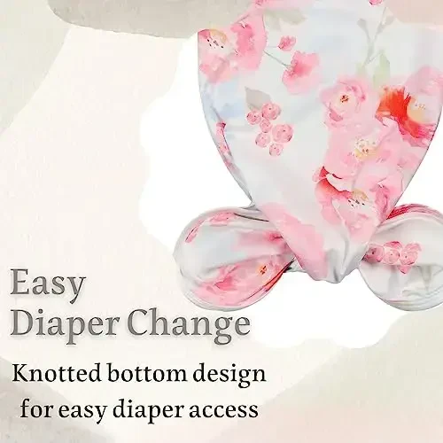 Giggle Angel yangi tug'ilgan chaqaloqlar uchun uxlash xalati, tugunli xalat, tungi ko'ylak, chaqaloq qizlar uchun 2 qismli xalat va shlyapa to'plami. - 3