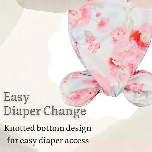 Giggle Angel Newborn Baby Sleeper Gown - Knotted Nightgown Coming Home Outfits for Baby Girl - 2-Piece Set With Hat - 3