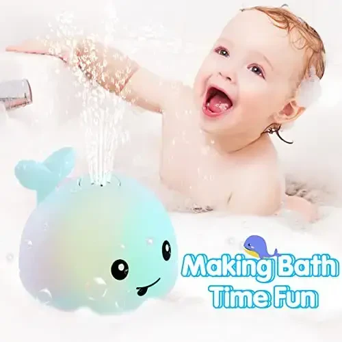 Gigilli Baby Bath Toys, 1-3 yoshdagi bolalar uchun hammom o'yinchoqlari, 1 2 3 yoshli o'g'il qiz sovg'asi Rojdestvo paypoqlari chaqaloqlar uchun 6-12-18 oylik yoritgichli kit hammom o'yinchoq purkagich bolalar tug'ilgan kuni vannasi suv o'yinchog'i - 6
