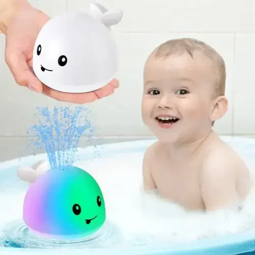 Gigilli Baby Bath Toys, Bolalar uchun hammom o'yinchoqlari 1-3 yosh, 1 2 3 yoshli o'g'il qiz uchun Rojdestvo paypoqlari chaqaloqlar uchun 6-12-18 oy Yorug'lik kit hammom o'yinchog'i purkagich Toddler tug'ilgan kuni vannasi suv o'yinchog'i - 2