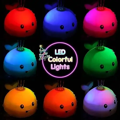 Gigilli Bath Toys for Kids Ages 1-3, Baby Bath Toys 1 2 3 Year Boy Girl, Easter Basket Stuffers Gifts 6-12-18 Months, Light Up Whale Bath Toy Sprinkler Toddler Birthday Bathtub Fountain Pool Water Toy 