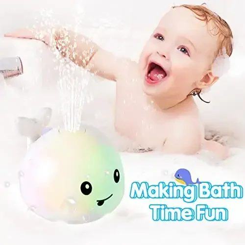Gigilli Baby Bath Toys, Bath Toys for Kids Ages 1-3, 1 2 3 Year Boy Girl Gift Christmas Stocking Stuffers for Babies 6-12-18 Months Light Up Whale Bath Toy Sprinkler Toddler Birthday Bathtub Water Toy - 6