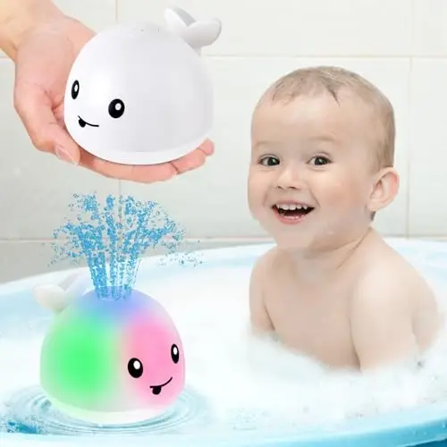 Gigilli Baby Bath Toys, Bath Toys for Kids Ages 1-3, 1 2 3 Year Boy Girl Gift Christmas Stocking Stuffers for Babies 6-12-18 Months Light Up Whale Bath Toy Sprinkler Toddler Birthday Bathtub Water Toy 