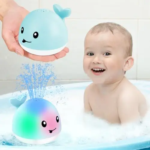 Gigilli Baby Bath Toys, Bath Toys for Kids Ages 1-3, 1 2 3 Year Boy Girl, Easter Basket Stuffers Baby 6-12-18 Months, Light Up Whale Bath Toy Sprinkler Toddler Birthday Bathtub Fountain Pool Water Toy - 1