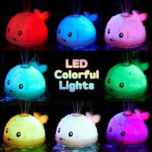 Gigilli Baby Bath Toys, Bath Toys for Kids Ages 1-3, 1 Year Old Girl Gift, Baby Easter Basket Stuffers 6-12-18 Months Light Up Whale Bath Toy Sprinkler Toddler Birthday Bathtub Fountain Pool Water Toy - GIGILLI (1)