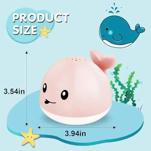 Gigilli Baby Bath Toys, Bath Toys for Kids Ages 1-3, 1 Year Old Girl Gift, Baby Easter Basket Stuffers 6-12-18 Months Light Up Whale Bath Toy Sprinkler Toddler Birthday Bathtub Fountain Pool Water Toy - 5