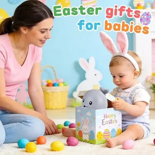 Gigilli Baby Bath Toys with 4 Modes, Bath Toys for Kids Ages 1-3, 1 Year Old Boy Girl Gifts Christmas Stocking Stuffers for Babies 6-12-18 Months, Light Up Whale Bath Toy Toddler Birthday Bathtub Toy - 4