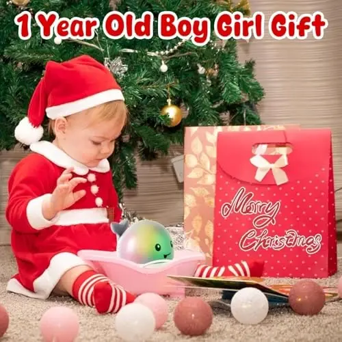 Gigilli Baby Bath Toys with 4 Modes, Bath Toys for Kids Ages 1-3, 1 Year Old Boy Girl Gifts Christmas Stocking Stuffers for Babies 6-12-18 Months, Light Up Whale Bath Toy Toddler Birthday Bathtub Toy - 5