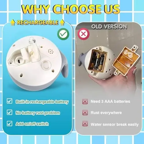 Gigilli Chaqaloq Kit Banyo O'yinchoqi, USB Qayta Zaryadlanadigan Banyo Fovvora O'yinchoqi 6-12 12-18 Oy, Yoritiladigan Banyo O'yinchoqlari Purkagich, Bolalar Uchun Su Purkash Havuz Vanna O'yinchoqlari 1-3 2-4 Chaqaloq Bola 2 3 4 5 Dush Sovg'alari - 5