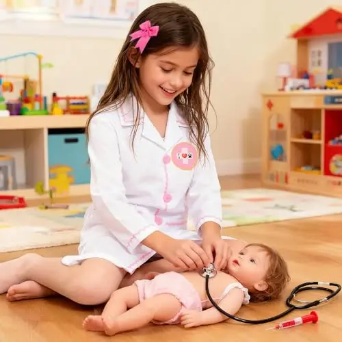 Gigoitly Kids Doctor Costume Vet Lab Coat Set for Girl’s Halloween Doctor Dress Up Halloween - 4