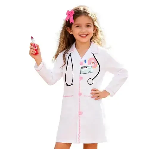 Gigoitly Kids Doctor Costume Vet Lab Coat Set for Girl’s Halloween Doctor Dress Up Halloween - 7