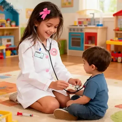 Gigoitly Kids Doctor Costume Vet Lab Coat Set for Girl’s Halloween Doctor Dress Up Halloween - 3