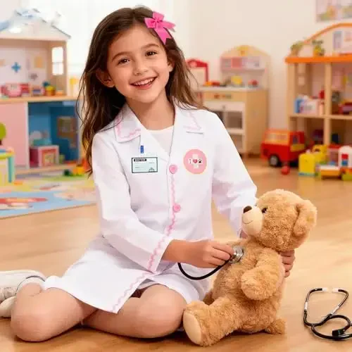 Gigoitly Kids Doctor Costume Vet Lab Coat Set for Girl’s Halloween Doctor Dress Up Halloween - 5