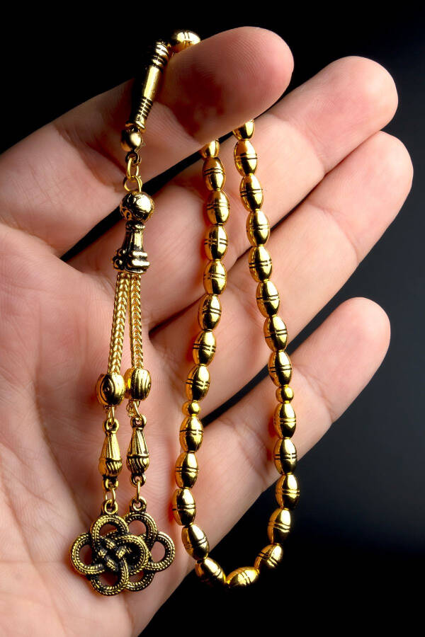 Gilded Barley Cut Wrist-Length Metal Tasbih - 2