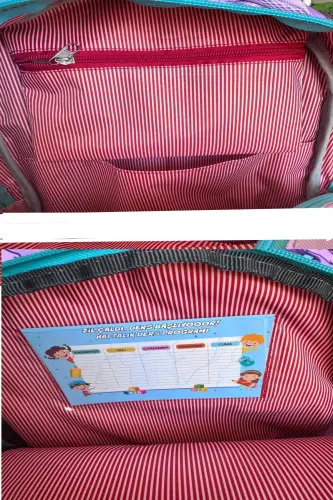g'ildirakli boshlang'ich maktab sumkasi tushlik to'plami bilan issiqlik izolyatsiyalangan qo'shaloq to'plam ko'p bo'limli - Ko'p rangli dinozavr - 9