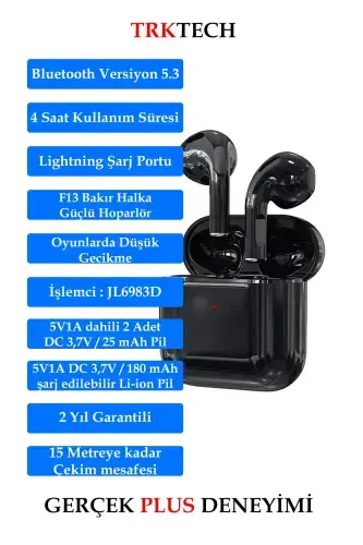 G'ilof sovg'asi bilan qora Pro 5 Plus Premium A sifatli Bluetooth 5.3 versiyasi Bluetooth quloqchinlari-qora - 7