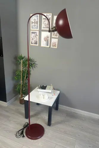Gilos rangli lampa zamonaviy dekorativ metall yashash xonasi, o'quv xonasi uchun zamin lampasi - gilos rangli lola boshli - 3