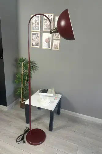 Gilos rangli lampa zamonaviy dekorativ metall yashash xonasi, o'quv xonasi uchun zamin lampasi - gilos rangli lola boshli - 3