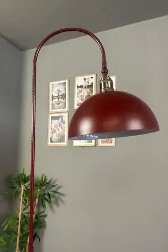 Gilos rangli lampa zamonaviy dekorativ metall yashash xonasi, o'quv xonasi uchun zamin lampasi - gilos rangli lola boshli - 4