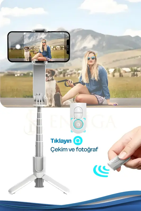 Gimbal Kablosuz Bluetooth Kumanda Selfie Tripod El Monopod dolgu ışığı IOS Android telefon deklanşör - L09 - 2