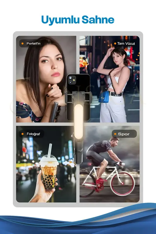 Gimbal Kablosuz Bluetooth Kumanda Selfie Tripod El Monopod dolgu ışığı IOS Android telefon deklanşör - L09 - 4