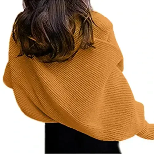 Ginger Autumn Winter Knitted Crochet Shawl Wrap with Sleeves, Warm Women's Scarf Top for Cold Weather - 2