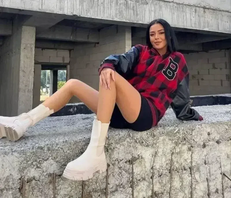 Gingham Pattern Embroidered Varsity Jacket - Red - BÜYÜKBEDENIZ