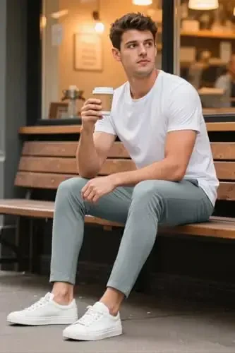 GINGTTO erkaklar kostyumi shim Slim Fit Chino shimlar erkaklar uchun rasmiy - 5