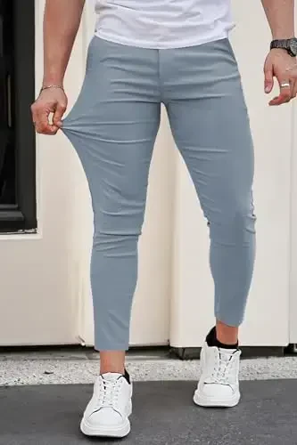 GINGTTO Erkaklar kostyumi shimlar Slim Fit Chino Shimlar Erkaklar uchun Rasmiy - 6