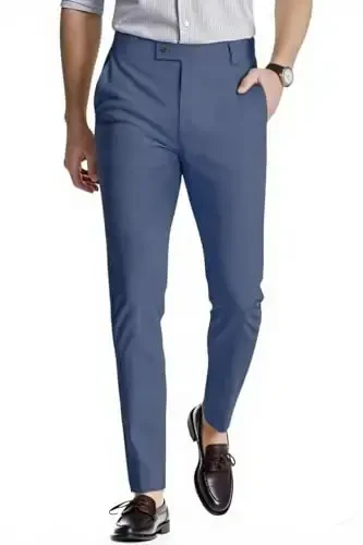 GINGTTO erkaklar kostyumi shimlar Slim Fit Stretch erkaklar uchun rasmiy shimlar - 6