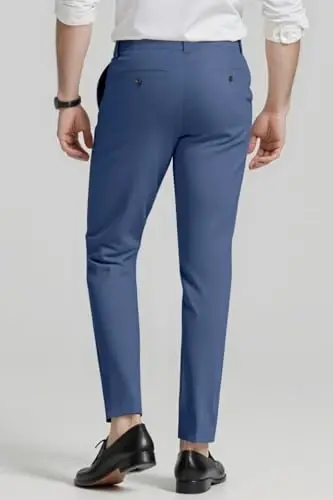 GINGTTO erkaklar kostyumi shimlar Slim Fit Stretch erkaklar uchun rasmiy shimlar - 3