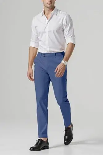 GINGTTO erkaklar kostyumi shimlar Slim Fit Stretch erkaklar uchun rasmiy shimlar - 4