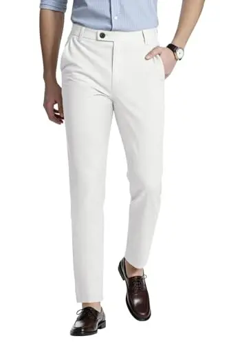 GINGTTO erkaklar kostyumi shimlar Slim Fit Stretch erkaklar uchun rasmiy shimlar - 5