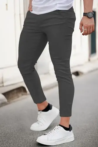 GINGTTO erkaklar kostyumi tor shimlar erkaklar uchun slim fit chino shimlar rasmiy - 2