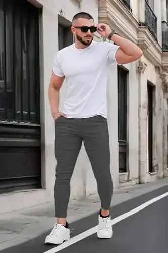 GINGTTO erkaklar kostyumi tor shimlar erkaklar uchun slim fit chino shimlar rasmiy - 4