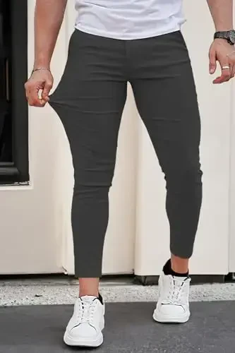 GINGTTO erkaklar kostyumi tor shimlar erkaklar uchun slim fit chino shimlar rasmiy - 6