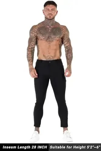 GINGTTO Erkaklar kostyumi tor shimlar Slim Fit Chino shimlar erkaklar uchun rasmiy - 5