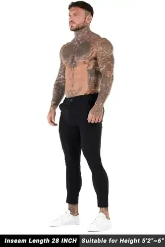 GINGTTO Erkaklar kostyumi tor shimlar Slim Fit Chino shimlar erkaklar uchun rasmiy - 6